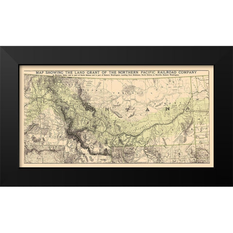 Montana Northern Pacific RR Land Grant - 1890 Black Modern Wood Framed Art Print by Rand McNally