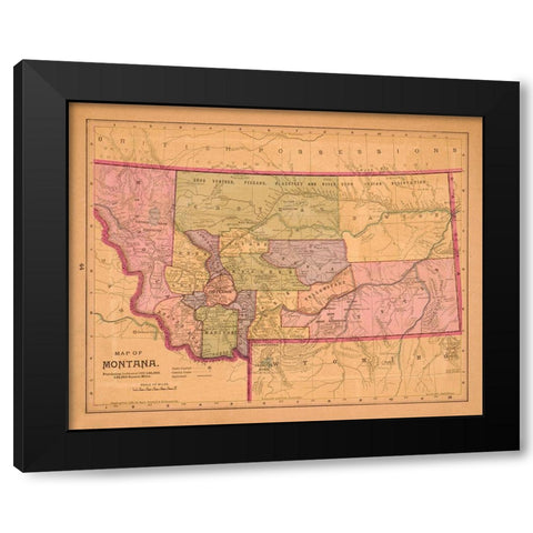 Montana - Crowell 1890  Black Modern Wood Framed Art Print by Crowell