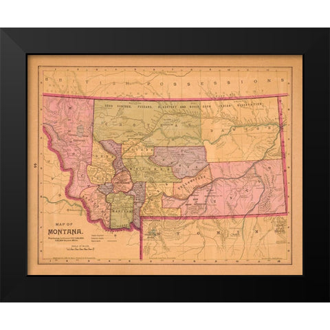 Montana - Crowell 1890  Black Modern Wood Framed Art Print by Crowell