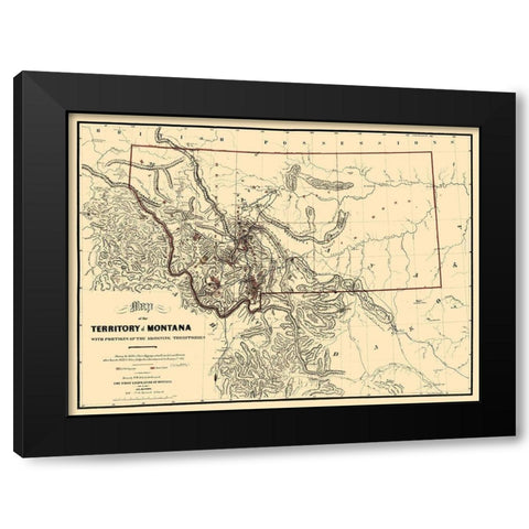 Montana - de Lacy 1865  Black Modern Wood Framed Art Print with Double Matting by de Lacy