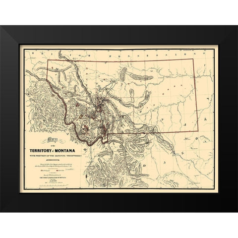 Montana - de Lacy 1865  Black Modern Wood Framed Art Print by de Lacy