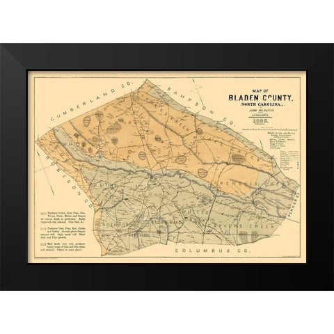 Bladen County North Carolina - Mc Duffie 1885  Black Modern Wood Framed Art Print by Mc Duffie