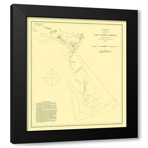 Cape Lookout Shoals - USCS 1864 Black Modern Wood Framed Art Print by USCS