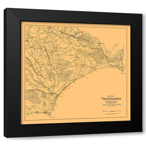Cape Lookout to Cape Fear, North Carolina 1864 Black Modern Wood Framed Art Print by USCS