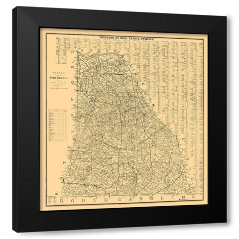 Cleveland County North Carolina - Kyzer 1886  Black Modern Wood Framed Art Print with Double Matting by Kyzer