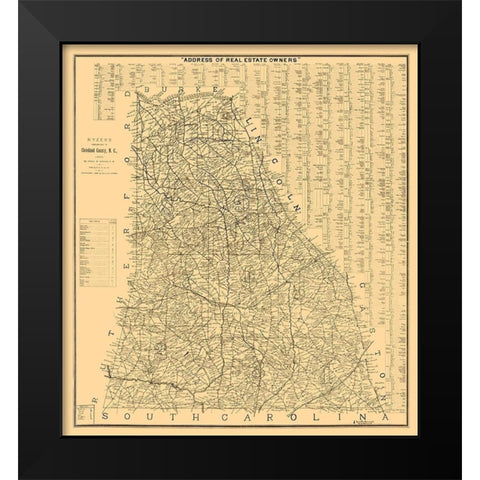 Cleveland County North Carolina - Kyzer 1886  Black Modern Wood Framed Art Print by Kyzer