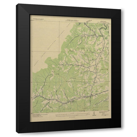 Dellwood North Carolina Quad - USGS 1935 Black Modern Wood Framed Art Print with Double Matting by USGS