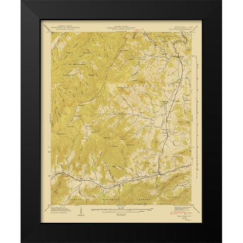 Dellwood North Carolina Quad - USGS 1935 Black Modern Wood Framed Art Print by USGS