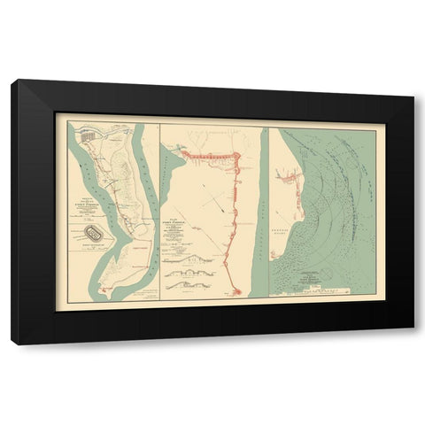 Fort Fisher Battle North Carolina - Comstock 1893 Black Modern Wood Framed Art Print by Comstock