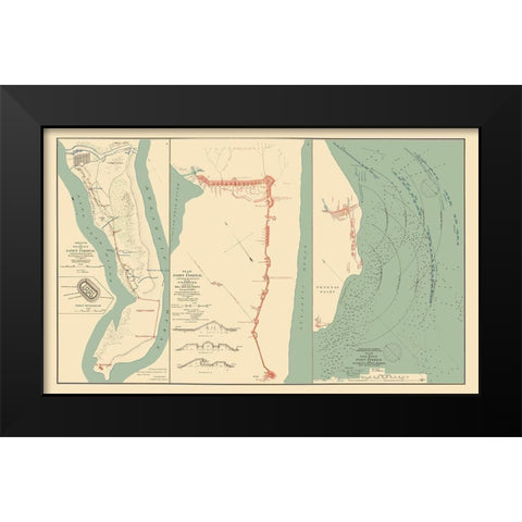 Fort Fisher Battle North Carolina - Comstock 1893 Black Modern Wood Framed Art Print by Comstock