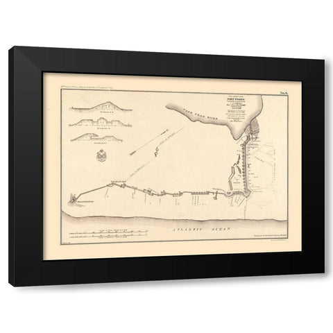Fort Fisher North Carolina - Comstock 1865  Black Modern Wood Framed Art Print by Comstock