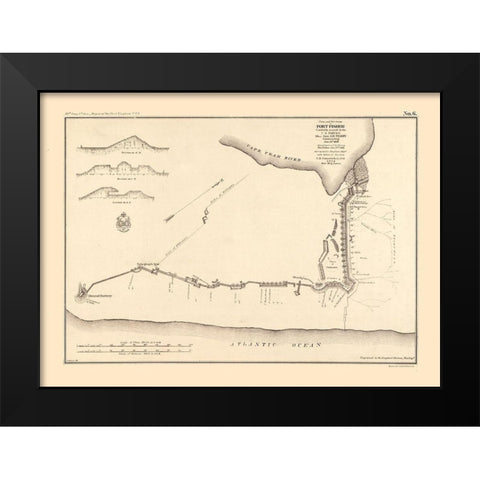 Fort Fisher North Carolina - Comstock 1865  Black Modern Wood Framed Art Print by Comstock