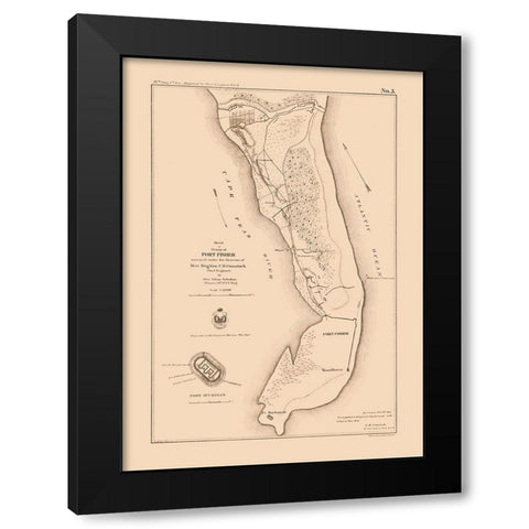 Fort Fisher North Carolina - Comstock 1863  Black Modern Wood Framed Art Print by Comstock
