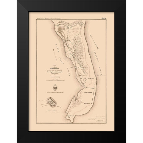 Fort Fisher North Carolina - Comstock 1863  Black Modern Wood Framed Art Print by Comstock
