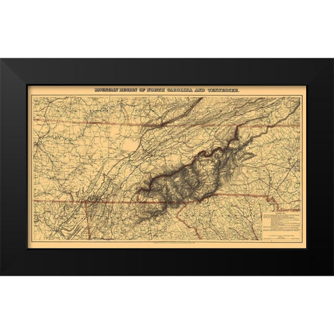 North Carolina, Tennessee Mountain Region 1865 Black Modern Wood Framed Art Print by Nicholson