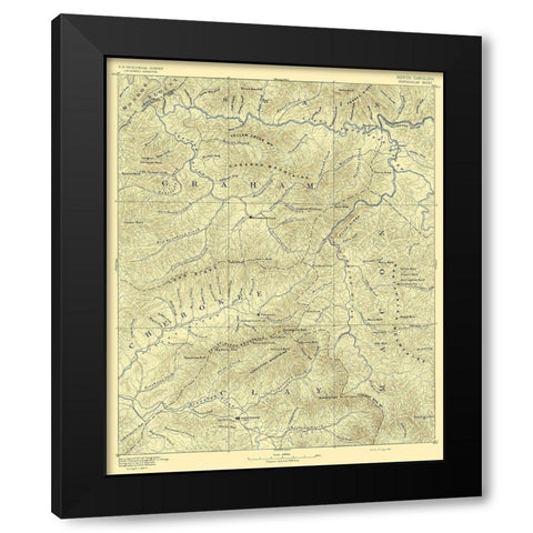 Nantahalah North Carolina Quad - USGS 1892 Black Modern Wood Framed Art Print with Double Matting by USGS