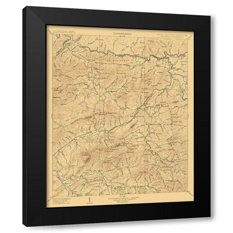 Nantahala North Carolina Tennessee Quad - USGS Black Modern Wood Framed Art Print by USGS