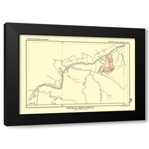 North Carolina - Portion - Hoen 1896 Black Modern Wood Framed Art Print with Double Matting by Hoen