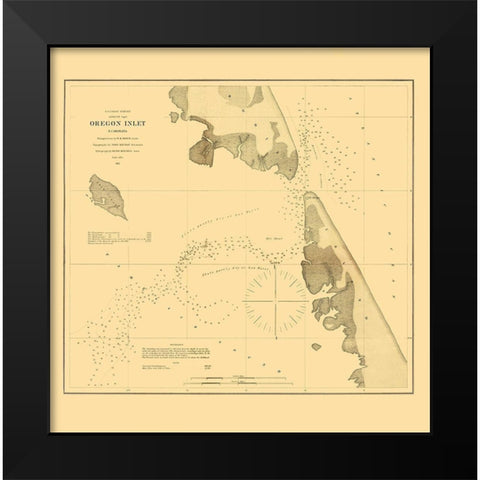 Oregon Inlet - USCS 1862 Black Modern Wood Framed Art Print by USCS