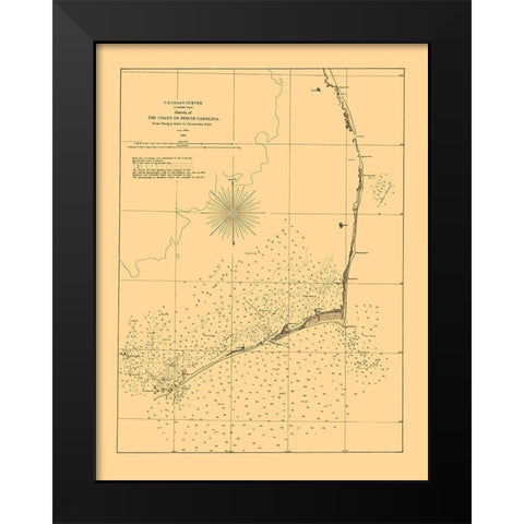 Oregon Inlet To Ocracoke Inlet - USCS 1861 Black Modern Wood Framed Art Print by USCS