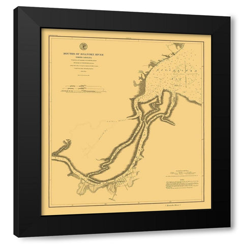 Roanoke River Mouth - USCS 1864 Black Modern Wood Framed Art Print with Double Matting by USCS