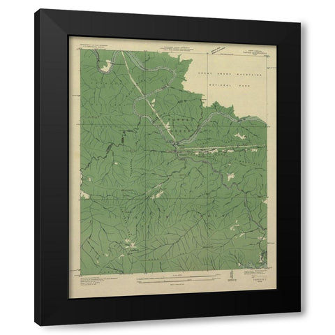 Tapoco North Carolina Tennessee Quad - USGS 1935 Black Modern Wood Framed Art Print by USGS