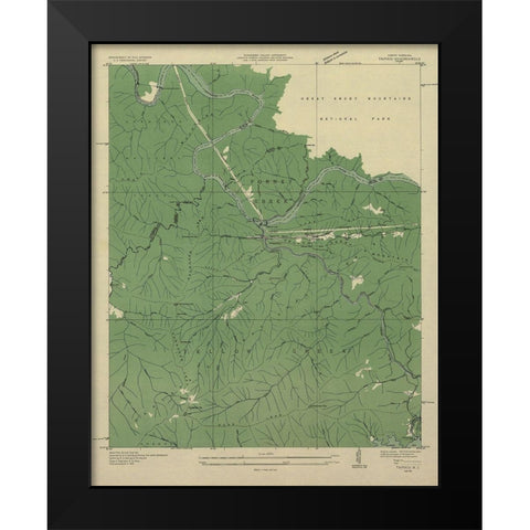 Tapoco North Carolina Tennessee Quad - USGS 1935 Black Modern Wood Framed Art Print by USGS