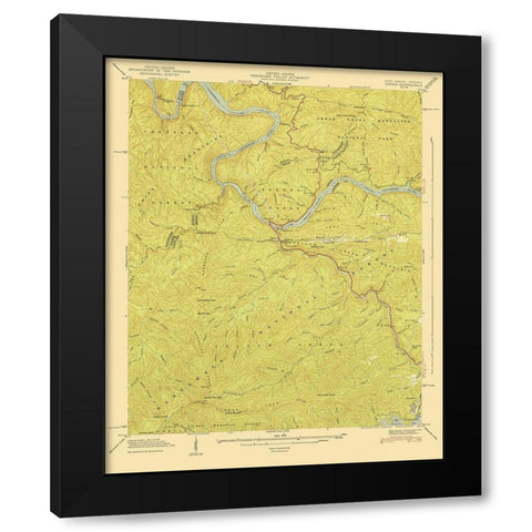 Tapoco North Carolina Tennessee Quad - USGS 1940 Black Modern Wood Framed Art Print with Double Matting by USGS