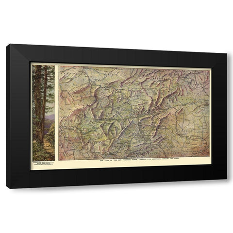 Western North Carolina - Southern Railway 1917 Black Modern Wood Framed Art Print with Double Matting by Southern Railway