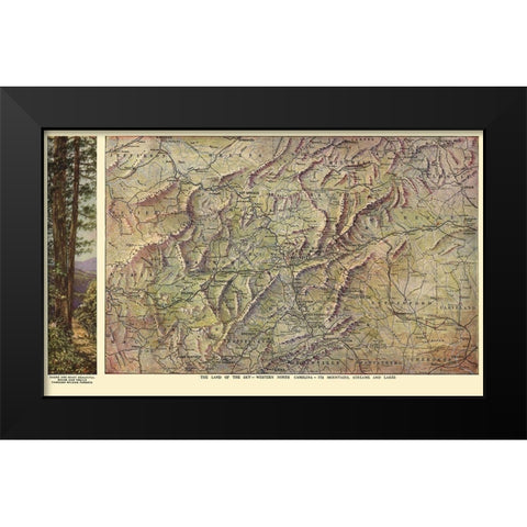 Western North Carolina - Southern Railway 1917 Black Modern Wood Framed Art Print by Southern Railway