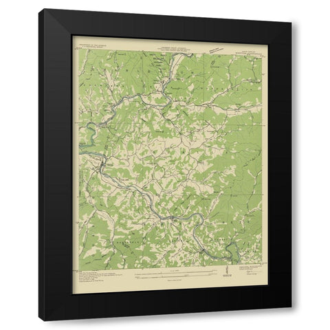 Whittier North Carolina Quad - USGS 1935 Black Modern Wood Framed Art Print by USGS