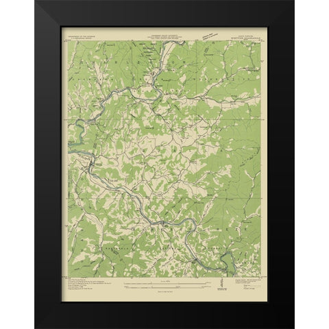 Whittier North Carolina Quad - USGS 1935 Black Modern Wood Framed Art Print by USGS