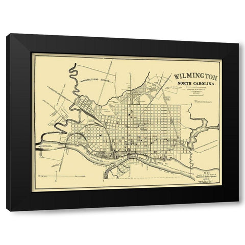 Wilmington North Carolina - Becton 1929 Black Modern Wood Framed Art Print with Double Matting by Becton