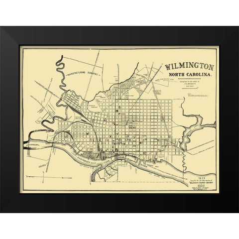 Wilmington North Carolina - Becton 1929 Black Modern Wood Framed Art Print by Becton