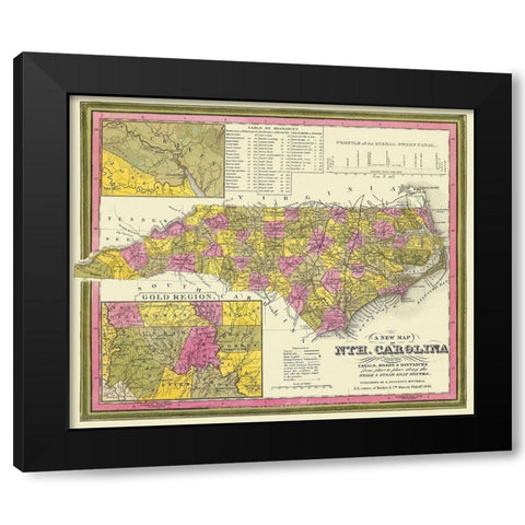 North Carolina - Mitchell 1846 Black Modern Wood Framed Art Print by Mitchell