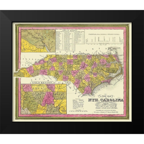 North Carolina - Mitchell 1846 Black Modern Wood Framed Art Print by Mitchell