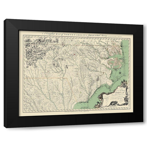 North Carolina - Bayly 1770 Black Modern Wood Framed Art Print with Double Matting by Bayly