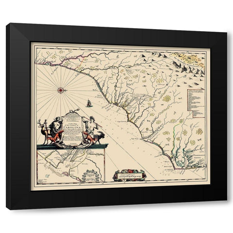 Carolina - 1682 Black Modern Wood Framed Art Print by Unknown