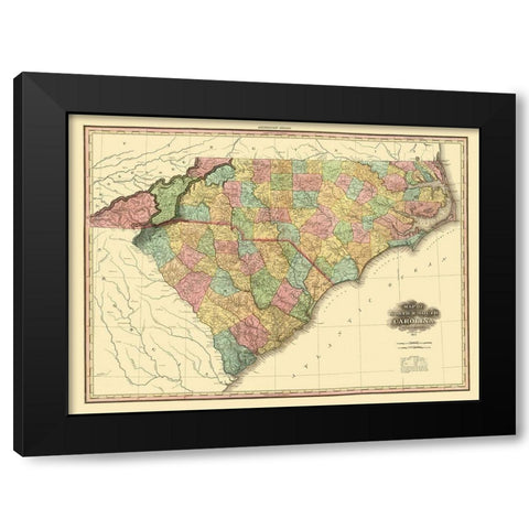 North Carolina, South Carolina - Tanner 1825 Black Modern Wood Framed Art Print by Tanner
