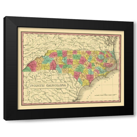 North Carolina - Finley 1831 Black Modern Wood Framed Art Print by Finley