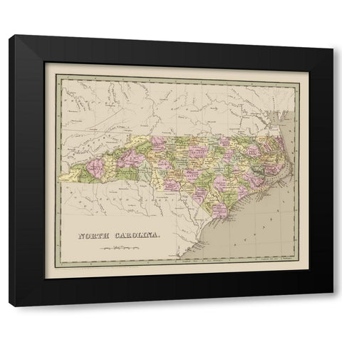North Carolina - Goodrich 1841 Black Modern Wood Framed Art Print by Goodrich