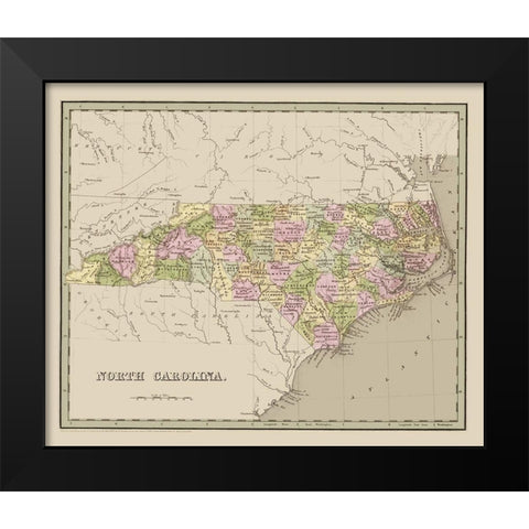 North Carolina - Goodrich 1841 Black Modern Wood Framed Art Print by Goodrich