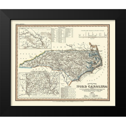 North Carolina - Meyer 1845 Black Modern Wood Framed Art Print by Meyer