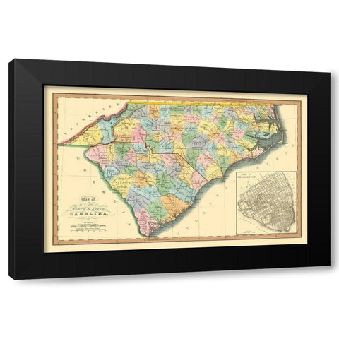 North Carolina, South Carolina - Hinton 1832 Black Modern Wood Framed Art Print by Hinton