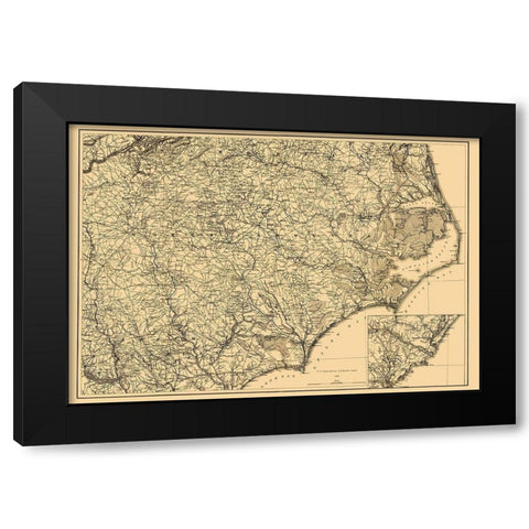 North Carolina - Lindenkohl 1865 Black Modern Wood Framed Art Print with Double Matting by Lindenkohl