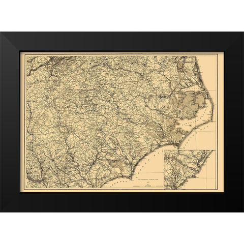 North Carolina - Lindenkohl 1865 Black Modern Wood Framed Art Print by Lindenkohl