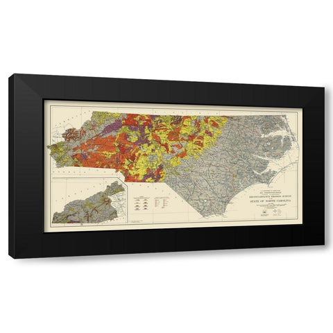North Carolina Erosion Survey - USDA 1935 Black Modern Wood Framed Art Print with Double Matting by USDA