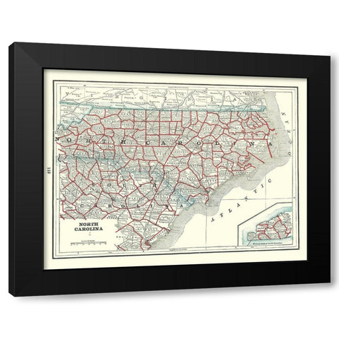 North Carolina - Rathbun 1893 Black Modern Wood Framed Art Print with Double Matting by Rathbun