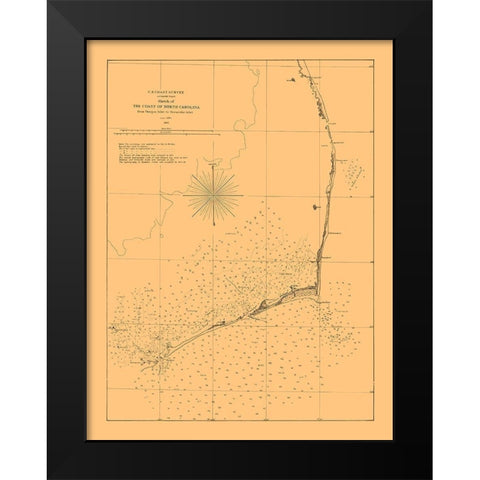 North Carolina Coast - Bache 1861  Black Modern Wood Framed Art Print by Bache