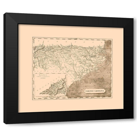 North Carolina - Lewis 1805  Black Modern Wood Framed Art Print by Lewis